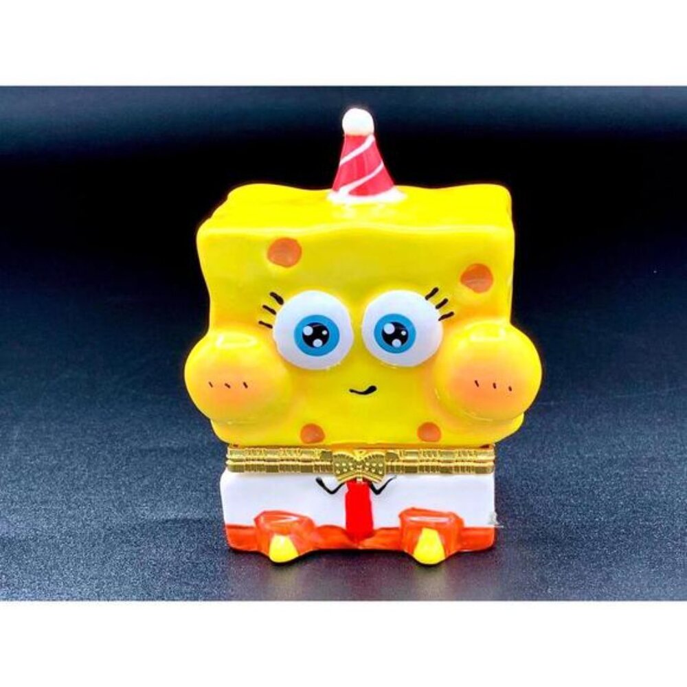 SpongeBob SquarePants Birthday Trinket Box - Ceramic Cartoon Jewelry Holder - Picture 1 of 4
